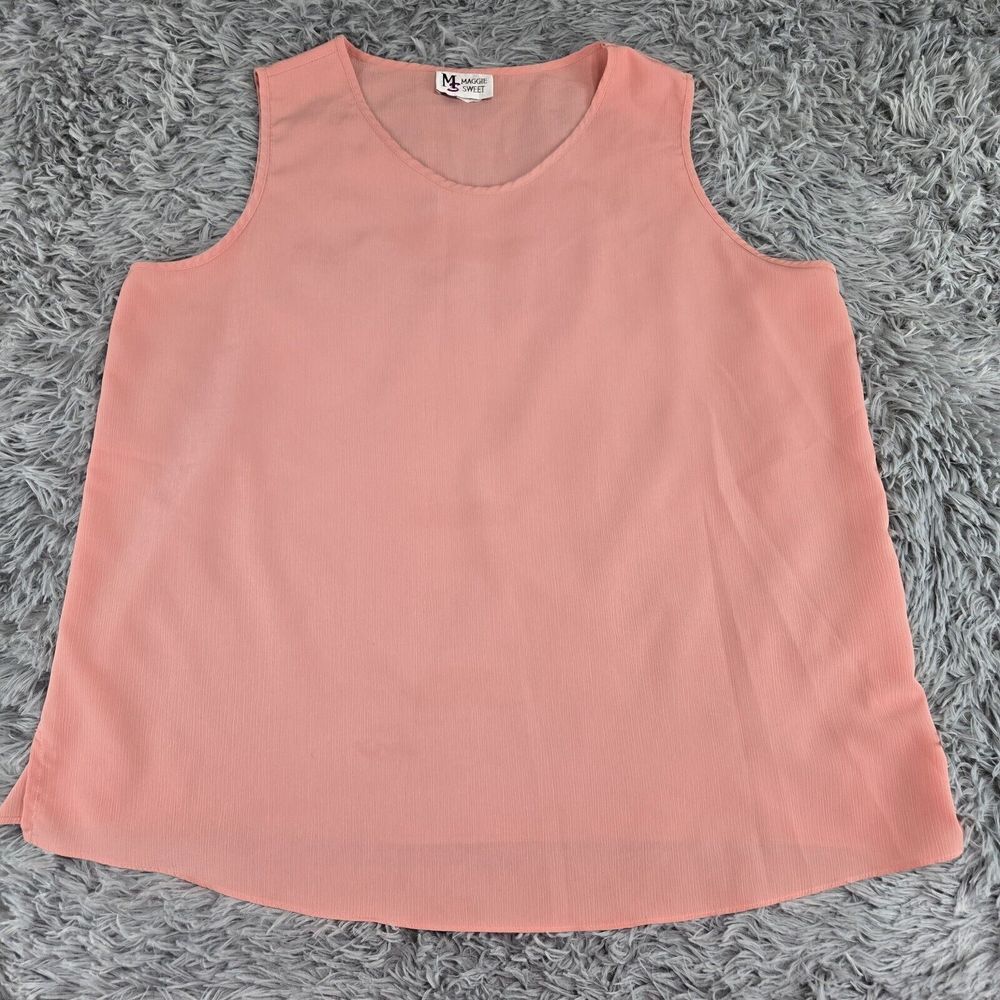 Maggie Sweet 5080 Womens 1X‎ Pink Sleevless Pullover Tank Top